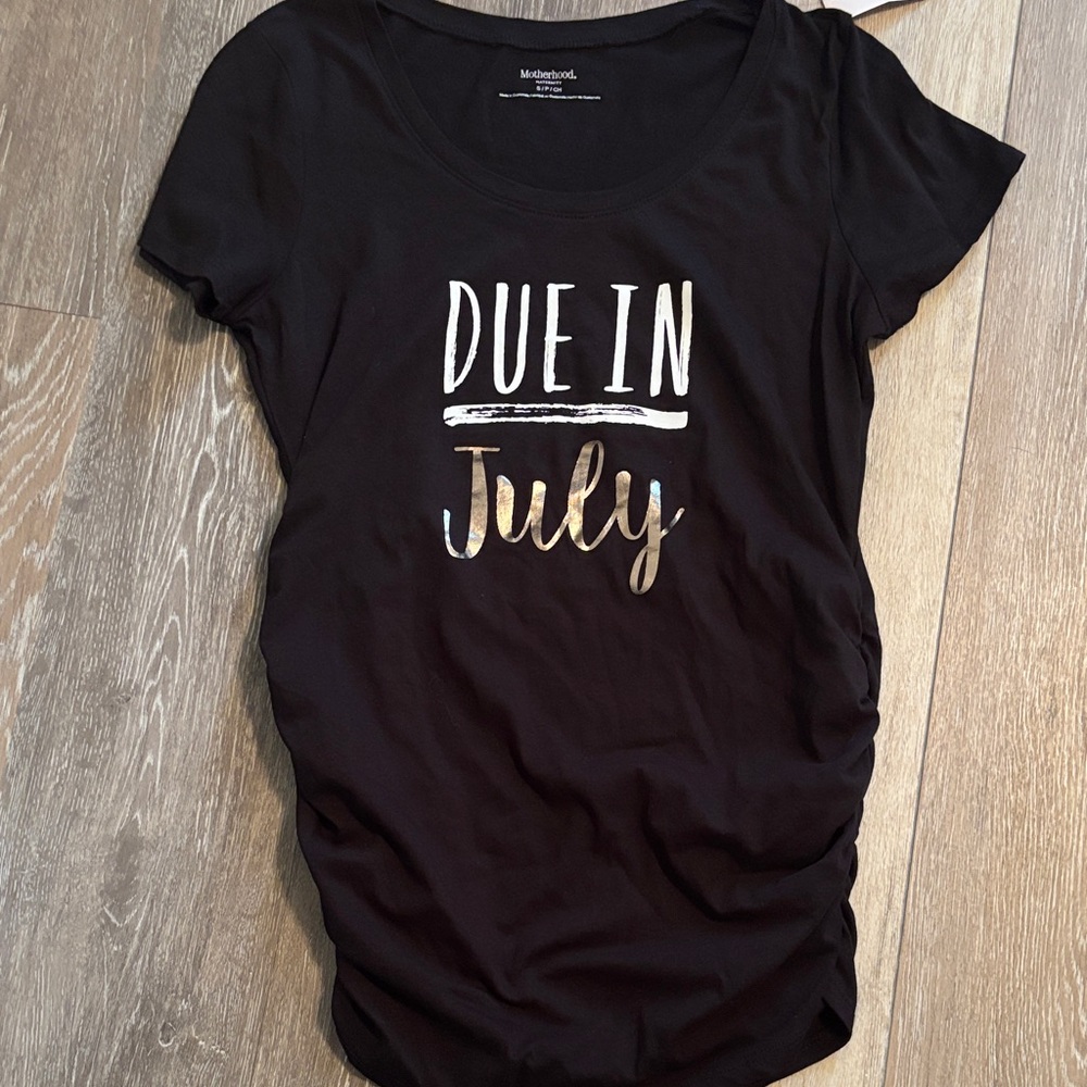 Motherhood Black Maternity Tee - Due In July
